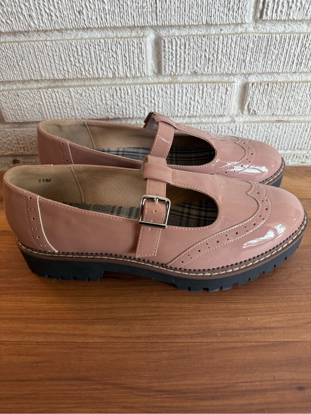 pop Glossy Blush “Tatum” Mary Jane Loafers with Buckle